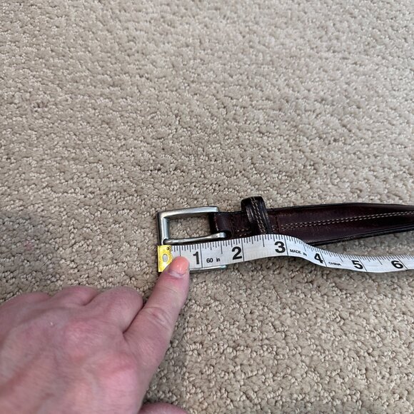 Coach Leather Belt Size 36 Classic Dark Brown Contrast Stitch Nickel Hardware - Picture 11 of 12